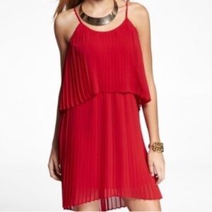 Express Vibrant Red Sleeveless Pleated Dress